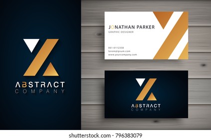 Elegant geometric vector logotype. Golden letter Z logo with minimal design. Premium brand identity with business card template. 