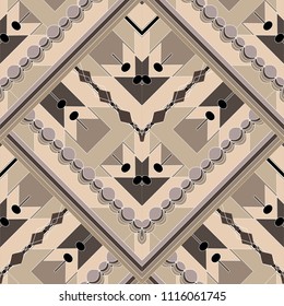 Elegant geometric zigzag vector seamless pattern. Abstract ethnic aztec style patterned background. Ornamental modern design. Geometry shapes, stripes, lines, zig zag, rhombus. For fabric, printing