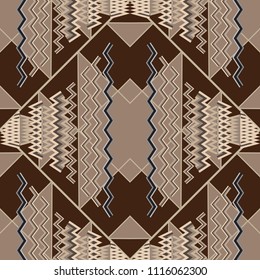 Elegant geometric zigzag vector seamless pattern. Abstract ethnic aztec style patterned background. Ornamental modern design. Geometry shapes, stripes, lines, zig zag, rhombus. For fabric, printing