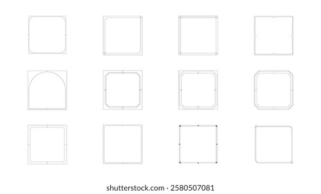 Elegant Geometry Square Line Frames
