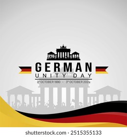 Elegant German Unity Day 3rd October 2024 2024 Greeting Banner, Background, Poster, Template, Feed, Template, Vector Illustration.