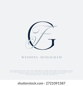 Elegante logotipo de monograma de boda con iniciales entrelazadas GF