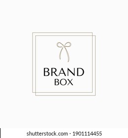 
Elegant gift box logo with bow. Brand box template