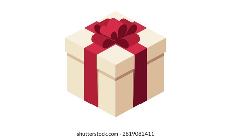 Elegant gift box with red ribbon and bow in a clean design perfect for presents and special occasions with festive appeal