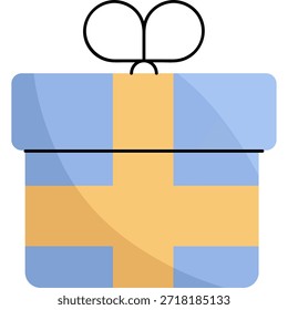 Elegante caja de regalo con cinta en diseño plano
