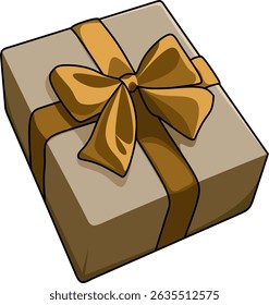 Ilustração vetor caixa de presente elegante com uma fita de ouro brilhante para comemoração e projetos de celebração de férias