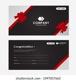 An elegant Gift Card design template with a combination of black, white, gray, and red colors that can be used for corporate or personal use