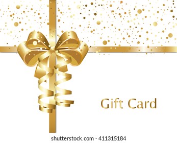 Elegant Gift Card With Golden Ribbon Bow Loop