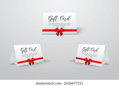 Elegant Gift Card Template with Red Bow Ribbon