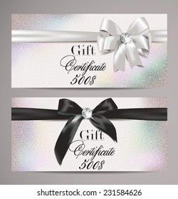 Elegant gift certificates with silk ribbons