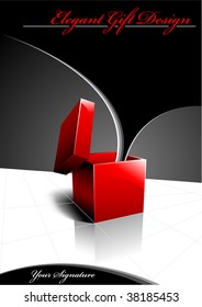 Elegant Gift Design - Shiny Red Present Opening For Your Text