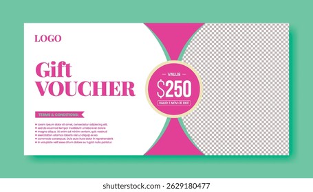 Elegant Gift Voucher for Beauty Salon and Hair Salon Promotions giveaway gift card design, Promotional Sale Discount Shopping gift card Voucher layout, discount voucher graphic template