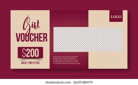 Elegant Gift Voucher for Beauty Salon and Hair Salon Promotions giveaway gift card design, Promotional Sale Discount Shopping gift card Voucher layout, discount voucher graphic template