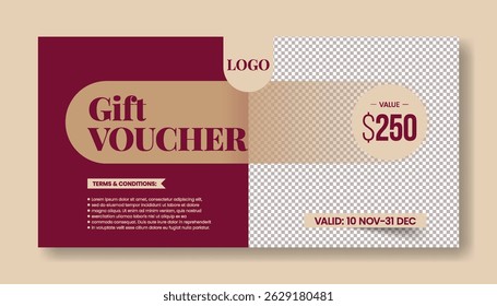 Elegant Gift Voucher for Beauty Salon and Hair Salon Promotions giveaway gift card design, Promotional Sale Discount Shopping gift card Voucher layout, discount voucher graphic template