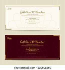 Elegant gift voucher or gift card template with gold border