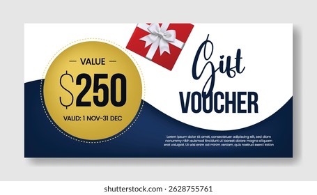 Elegant Gift Voucher design for Beauty and Fashion giveaway gift card, Discount Coupon vector template, Promotional horizontal banner, thumbnail, cover, header design