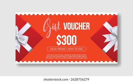 Elegant Gift Voucher design for Beauty and Fashion giveaway gift card, Discount Coupon vector template, Promotional horizontal banner, thumbnail, cover, header design