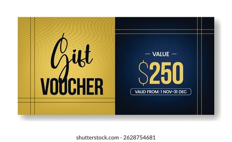 Elegant Gift Voucher and Discount coupon template for sale offer promotion horizontal banner design, giveaway gift card, social media thumbnail cover, header design