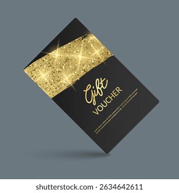 Elegant Gift Voucher with Golden Glitter and Black Background