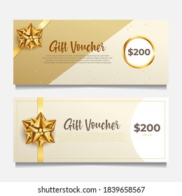 elegant Gift voucher template with golden style.