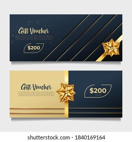 elegant Gift voucher template with golden style.