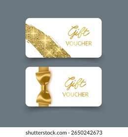 Elegant Gift Vouchers with Golden Ribbon and Glitter Detail