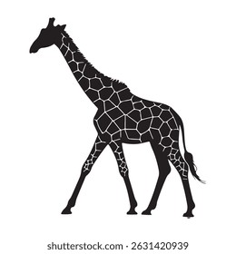Elegant Giraffe Silhouette with Pattern - Vector Art