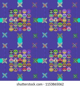 Elegant glamorous magic abstract background vintage multicolor jeans tissue.