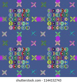 Elegant glamorous magical abstract background vintage multicolored jeans tissue.