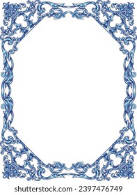 Elegant glamour floral border baroque theme for wedding and decoration element

