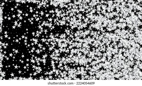 Elegant Glamour New Year Christmas Decoration Vector Background. Sparkling Winter Frame. VIP Gold, Silver Glitter, Sparkles, Gradient Stars Confetti. Gold, Silver Rich Flying Stars Confetti.
