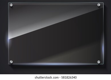 Elegant glass banner, vector background. Texture with highlights and glow glass on the dark background. Vector editable texture, easy to change size