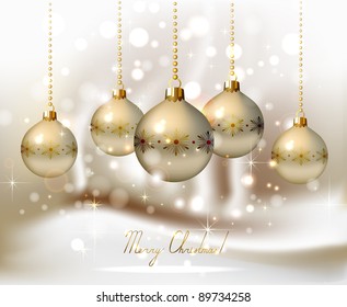 elegant  glimmered Christmas background with evening balls