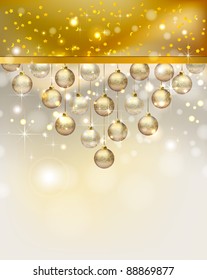 elegant  glimmered Christmas background with shine evening balls