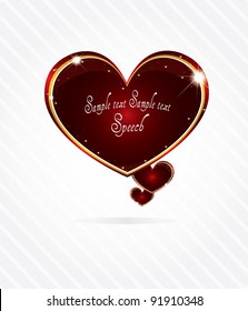 Elegant glossy heart shape speech bubble