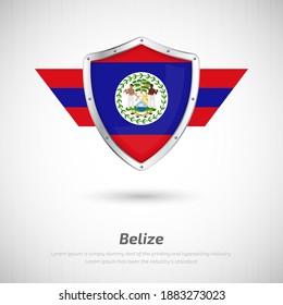 Elegant glossy shield for Belize country with happy independence day of Belize greeting background