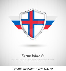 Elegant glossy shield for Faroe Islands country with happy national day of Faroe Islands greeting background