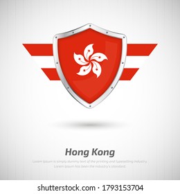 Elegant glossy shield for Hong Kong country with happy establishment day of Hong Kong greeting background