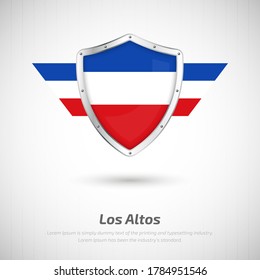 Elegant glossy shield for Los Altos country with happy national day of Los Altos greeting background