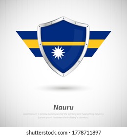 Elegant glossy shield for Nauru country with happy independence day of Nauru greeting background