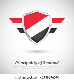 Elegant glossy shield for Principality of Sealand country with happy independence day of Principality of Sealand greeting background