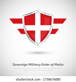 Elegant glossy shield for Sovereign Military Order of Malta country with happy national day greeting background