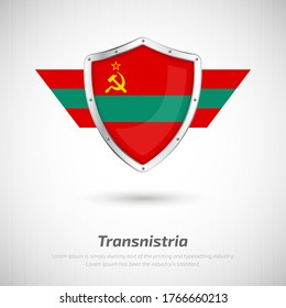 Elegant glossy shield for Transnistria country with happy independence day of Transnistria greeting background