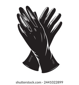 Elegant Gloves Silhouette - Diseño elegante de ropa de mano en blanco y negro