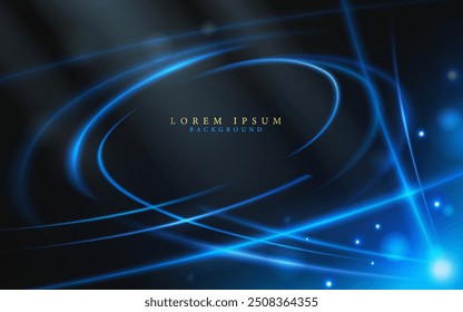 elegant glowing blue curve light lines decorative swirl art digital geometric modern background,cover and card design.vector illustration futuristic award concept banner.