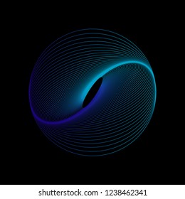 Elegant Glowing Circle. Tunnel Abstract. Twisted Lines. Space Tunnel.Vector Illustration.