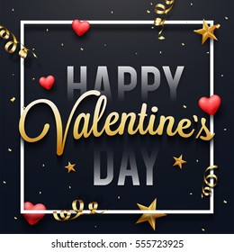 Elegant glowing greeting card design for Happy Valentine's Day Celebration.