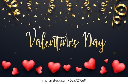 Elegant glowing greeting card design for Valentine's Day Celebration.