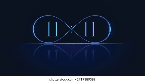 Elegante símbolo de infinito brillante con números místicos que se repiten once diseño