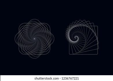 Elegant glowing polygon. Set of tunnel abstract. Twisted lines. Space tunnel.Vector illustration.